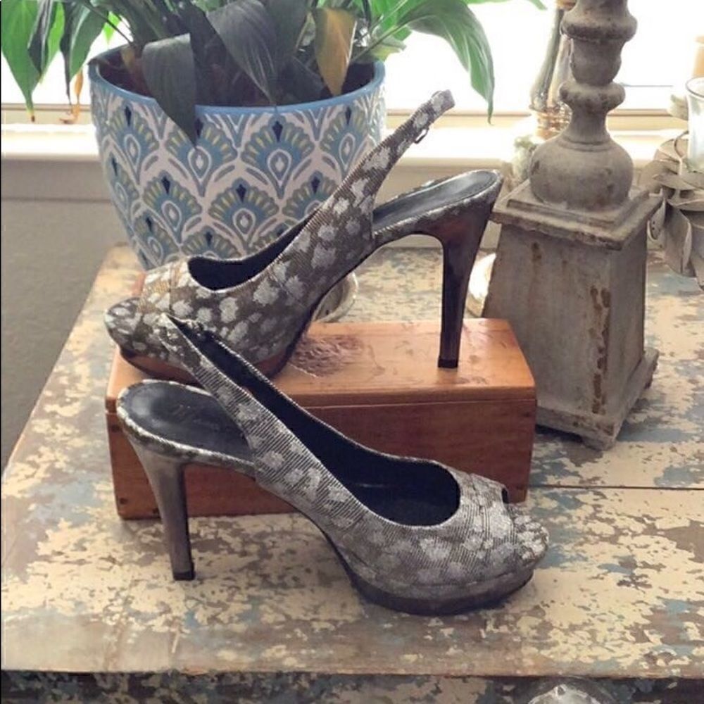 Marc Fisher sparkly cheetah platform heels